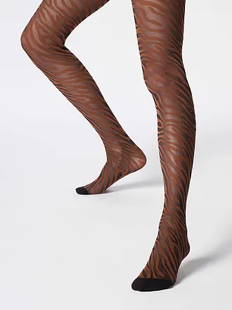 OROBLU | Medias de moda SAVAGE ZEBRA 30 black / cacao | braun